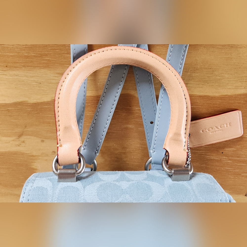 Coach Riya 21 Washed Denim Backpack - Picture 3 of 15